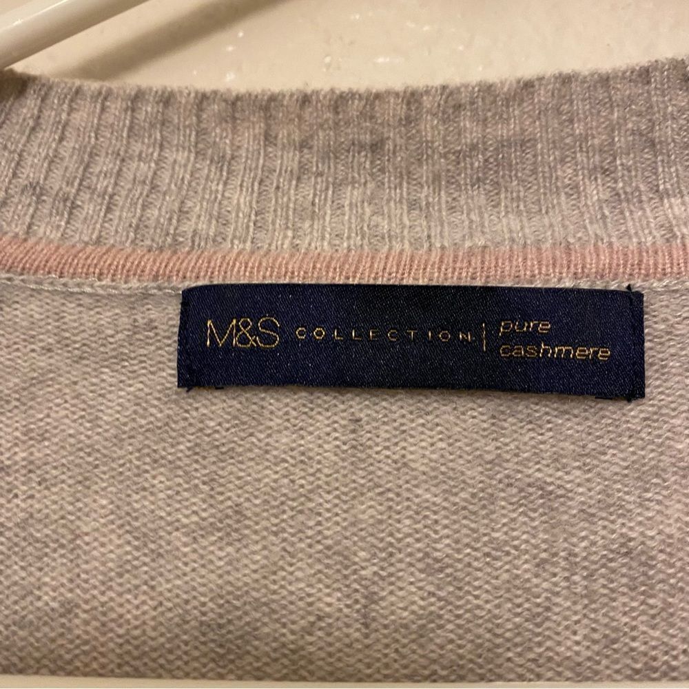 M&S Mark and Spencer relaxed open front gray 100% cashmere cardigan sweater 12/M - Picture 5 of 13